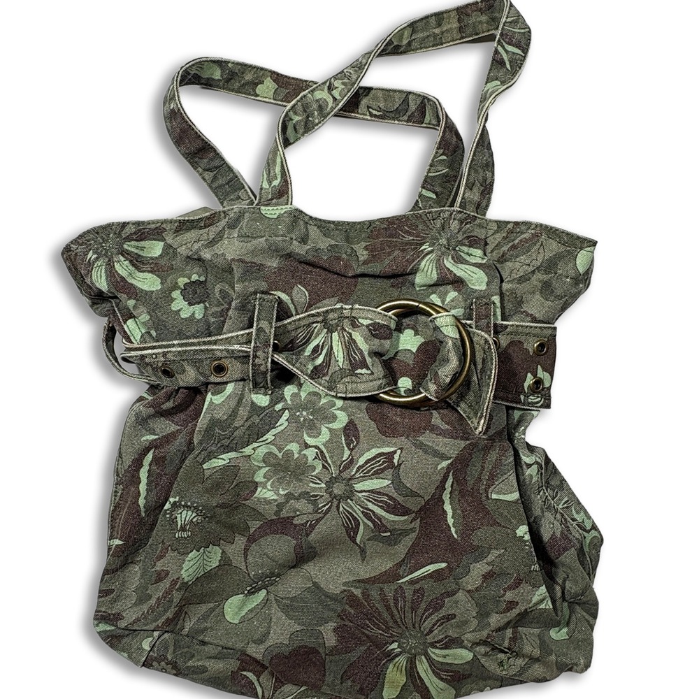 Arizona Green Vintage Y2K Tote Bucket Bag Shoulder Purse Camo Metal Rings